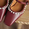 ALLBITEFO taille 33-43 chaîne perle conception doux en cuir véritable femmes talons chaussures mode chaussures de soirée chaussures à talons hauts talons hauts 210611