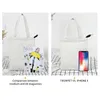DIY lona branco preto eco reutilizável bolsa dobrável senhoras bolsas bolsas para mulheres sacos de compras