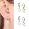 Pendientes de tuerca de esmalte colorido para mujer, colgante de luna de ojos malvados, joyería de círculo redondo de neón, aguja de plata de ley 925, diamantes de imitación, pendiente Huggie, Piercing