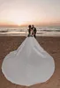 Dubaï blanc perle sirène robes de mariée robe une épaule à manches longues or clair paillettes robes de mariée détachable train robe de Novia