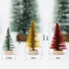 Weihnachtsdekorationen 9 stücke Mini Baum Sisal Seide Zeder DIY Gold Rot Grün Für Home Navidad Weihnachten Ornamente 2022 Jahr Dekor