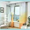 Curtain Deco El Supplies Gardentururtain Drapes Gradient Color Tulle Sheer Drzwi Screening Screen Scarf Home Textile Series Dekoracja