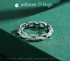 Luxury 100% 925 Sterling Silver Rings för män Kvinnor Size 4-10 Cubic Zircon Chain Personality Fashion Jewelry J-4732335