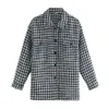 BLSQR Winter Women Houndstooth Coat Jacket Casual High Quality Warm Overcoat Fashion Long Shirt 210430