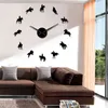 Sin marco ecuestre 3D DIY Reloj de pared Deportes modernos Carrera de caballos Acrílico Espejo Superficie Reloj Reloj Montar a caballo Show creativo 210325