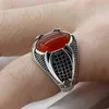 Retro lyxig natur röd sten turkisk handgjord kung krona ring män och kvinnor mode trend bankett smycken gåva g1125