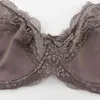 Softrhyme Sexy Lace Lingerie Hollow Out Women Plus Size Bras Solid Soutien Gorge Underwears Ultrathin Half-Transparent Brassiere 211110