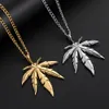 Pendant Necklaces 1Pcs Fashion Maple Leaf Titanium Steel Hemp Glittery Charm Chain Gift Hip Hop Jewelry Accessories