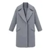 Mode Design Högkvalitativ Kvinnor Vinter Lapel Wool Coat Button Trench Jacket Loose Plus Overcoat Outwear Kvinnor