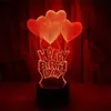 Tafellampen 3D-lamp Acryl Illusion Lampe Night Light Happy Birthday Love Heart for Kids Minnaar Valentine Geschenken Nachtkastje
