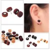 1 PC Fashion Naturalne drewniane uszy zarobki dla kobiet mężczyzn Drewno okrągłe hantle piercing punkowe kolczyki stadiona 5064164