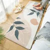 Mjukt imitation Cashmere mattan Sovrum Bedside Rug Bathroom Absorbent Non-Slip mattor Leaf Print Floor Mat Vardagsrum Dörrmattor 220301