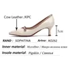Sophitina Concise Spring Women Shoes Mid-Heel Pattern Pointed Skor Grunt mun Mjuka läderpumpar AO262 210513