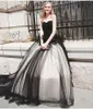 우아한 간단한 연인 블랙 라인 이브닝 드레스 플러스 사이즈 티어 얇은 얇은 명주 그물 코트 트레인 공식 드레스 댄스 파티 가운 Vestidos Robes de Soirée