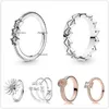 Autentisk 925 Sterling Silver Pave Daisy Flower Statement med Crystal Ring för Kvinnor Bröllopsfestgåva Europa Mode Smycken