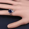 Zilveren kleur sieraden blauw zirkoon witte CZ sieraden sets voor vrouwen oorbellen / hanger / ketting / ringen / armband H1022