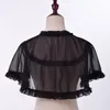 Lolita flickor jsk klänning vit svart mini cape för sommar axel kort chiffong mantel kvinnor