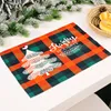 Christmas Rectangle Table Placemat Coffee Cup Mats Non-slip Grid Printing Placemats Heat Insulation Xmas Party Tableware Mat 4602 Q2