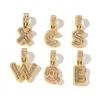 AZ Small Baguette Letter Pendant Necklace With Rope Chain Gold Silver Zirconia Hip Hop Jewelry Drop 9046428