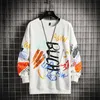 Mężczyźni Casual Bluza Bluza Vintage Malowane Styl Hip Hop Creativity Jesień Streetwear 2021 Moda Crewneck Bawełniane Mężczyźni Bluzy Y0804