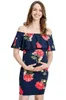 Sommar kvinna av axel moderskap klänning ruffle trim maxi graviditet kläder för baby shower robe femme enceinte q0713