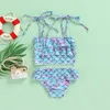 Conjuntos de roupas Adorável menina Swimwear Set, Pescoço quadrado Plissado Crop Tops Camisole Elástica Cintura Triângulo Calcinhas De Pele