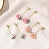 Boucles d'oreilles longues pendantes en forme de Rose française pour femmes, rétro, chaîne à pampilles en cristal, clou d'oreille, cadeau de fête d'affaires européen, bijoux floraux, vente en gros