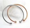 Yunruo New Europe Style Fashion Size Bangles 316l Titanium Steel Rose Gold Color Birthday Gift Woman Jewelry Q0717
