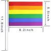 14 * 21 cm randig gay rosa regnbåge lgbt flagga tryck samma sex stolthet bälte pe plast flaggstång hand flaggor
