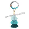 Frisado Keychain Festa Favor Couro Borla Tassel Bead Keyring Beads Tring Chaveiro Cadeia De Silicone Silicone Mulheres Pulseira Pulseira Chaveiros