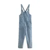 Summer Women Denim Jumpsuits Rompers Sleeveless Loose bodysuit playsuit Pockets Female Street jumpsuit Overalls Clothing 210513