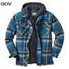 Explosive Men's Clothing European American Autumn and Winter Models Thick Cotton Plaid Long-sleeved Loose Hooded Jacket X0710