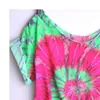 Rainbow Tie Dye T-shirt Dames Zomer Mode Korte Mouw Psychedelische Hippie Rave Top Knot Beach Tee Streetwear Femme