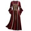 캐주얼 드레스 중세 르네상스 코스프레 빈티지 드레스 여성 할로윈 의상 고딕 붕대 플레어 슬리브 고트 뱀파이어 마녀