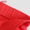 Tangada Women Red Short Skirts Faldas Mujer Zipper French Style Female Mini Skirt QD53 210609