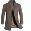 Мужские траншевые пальто 2021 Зимнее мужское шерстяное пальто Длиное слабая подсадка Пергут высококачественная мода верхняя одежда