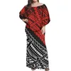 Robes décontractées mode robe à volants rouge et noir femmes fête élégant été Club moulante Samoan Puletasi conception polynésienne