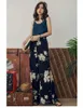 Czeski Floral Print Szerokie spodnie nóg Kobiety Long Casual Pant Summer Boho Plaża Wakacje Elastyczna Wysoka Talia Szyfonowe Spodnie 210608