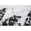 Robe gothique d'automne Femmes Vintage Casual manches longues imprimé floral plissé doux chic coréen revers court midi robes fleur 210515