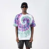 Męskie Koszulki Slatta Piana Literowana Print Street Deskorolka Hip Hop Trend Tie Dye Loose Sherleeve T-Shirt