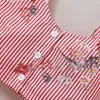 Set estivo di 2 pezzi per neonata e bambina con decorazioni floreali graziose, top a righe e pantaloncini in tinta unita 210528