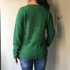 Ugly tröja julkvinnor grön pug hund broderi sequins långärmad pullover stickade jumper toppar m99591 210421