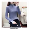 Peonfly Women Turtleneck Tröja Solid Färg Broderi Cartoon Panda Bear Söt Streetwear Pullovers Stickade Kvinna Kläder Toppar 210922