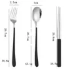 Portable tableware Set Cutlery Stainless steel spoon Fork chopsticks dinnerware box 3pcs Dinner Restaurant Kitchen Tools ZZE5263