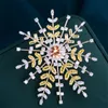 Hiver flocon de neige broches broches cadeau de mariage de noël bijoux de luxe rose jaune cubique zircone fleur Corsage broche broche