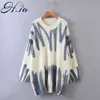 PULL FEMME Korean Style Women Sweaters Oneck Långärmad Tie Dye Sweater Knit Jumpers Jersey Mujer 210430