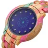 Montre en bois colorée pour homme Unique LED affichage lumière écran tactile hommes femmes horloge Vision nocturne montres-bracelets de mode