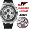 JFF V2 26400 A3126 Automatic Chronograph Mens Watch Steel Case Updated Black Ceramic Bezel Cyclops Whtie Textured Dial Rubber Watches Super Edition Puretime