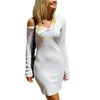 女性の秋のエレガントなファッションシースドレス全長の通常の袖ハイウエストシングルショルダー非対称カラーミニ210522