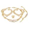 Boucles d'oreilles collier l'ensemble de bijoux de dubaï en gros ensembles de mariée en or africain pour les femmes Bracelet mariage cristal Lette